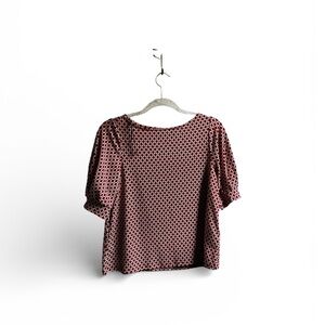 H&M Red and White Geometric Short Sleeve Blouse